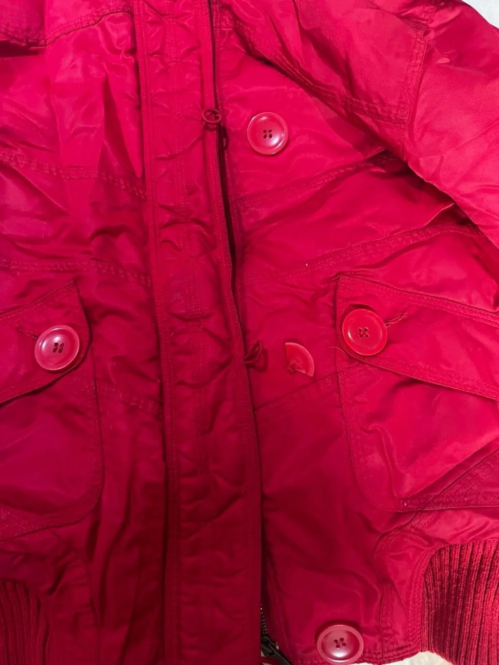 Cato Bright Red Hooded Puffer Jacket with Faux-Fur Trim